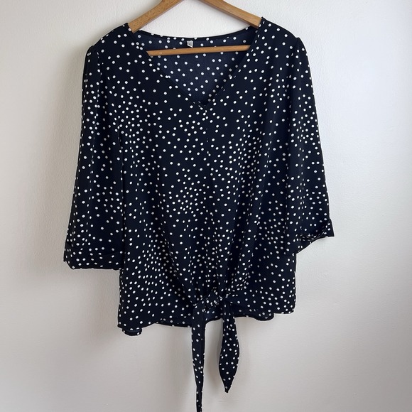 The Unbranded Brand Tops - Black Women's Blouse Classy Polka Dot Shirt Dressy Work Flattering Size Large